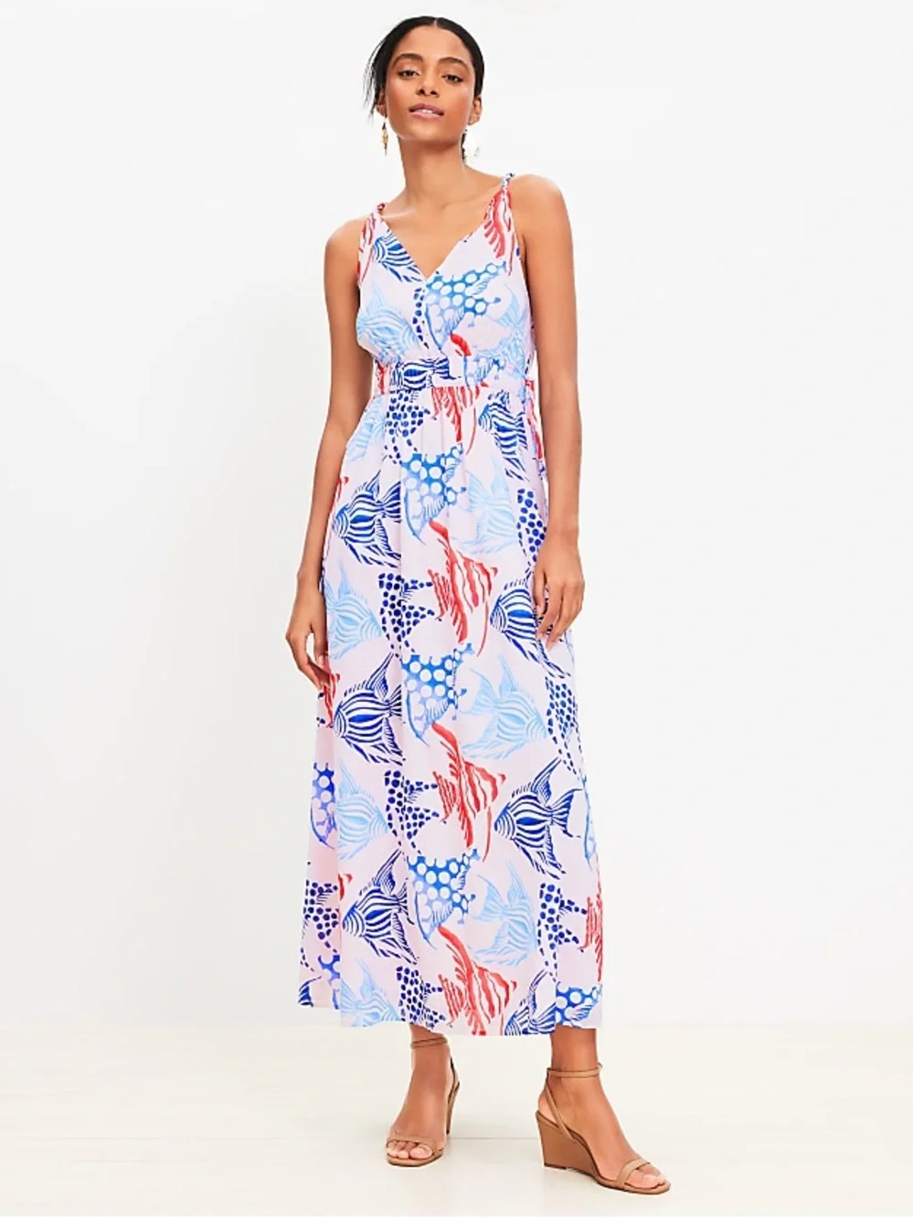 LOFT Fish Double Side Tie Maxi Dress Medium Brand New With Tags - Picture 1 of 7